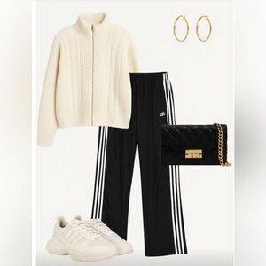 Women’s Adidas Black Track Pants with stripes